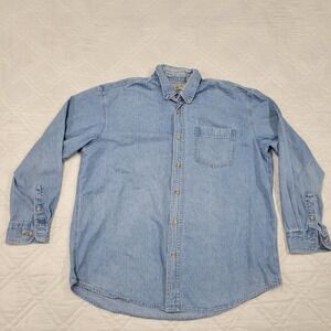 FARGO Mining‎ & Supply Co blue denim button front long sleeve shirt XL